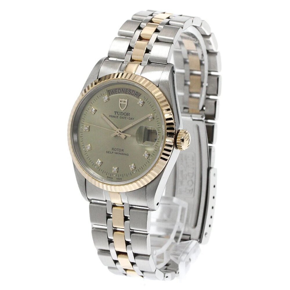 TUDOR Prince Date Day 76213 YG bezel 10P diamond Automatic Men's